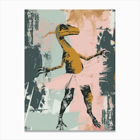 Dinosaur Dancing In A Tutu Pastels 4 Canvas Print