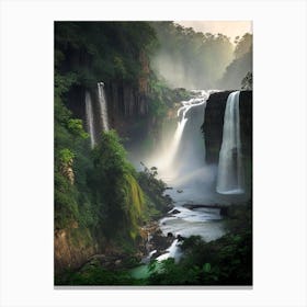 Nohsngithiang Falls, India Realistic Photograph (1) Canvas Print