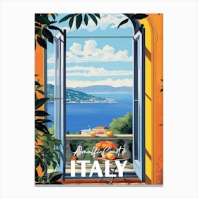 Italy Amalfi Coast Window Travel Poster 2 Canvas Print