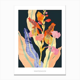 Colourful Flower Illustration Poster Snapdragon 1 Canvas Print