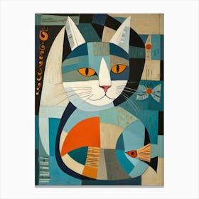 Cat With Fish Canvas Print