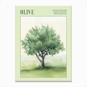 Olive Tree Atmospheric Watercolour Painting 4 Poster Canvas Print
