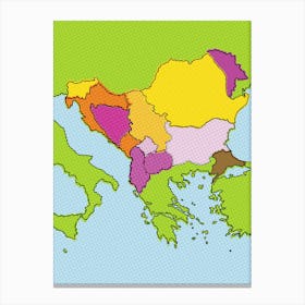 Pop Map Of The Balkans Canvas Print