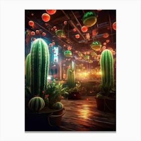 Cacti Room With Disco Balls 2 Canvas Print
