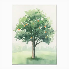 Orange Tree Atmospheric Watercolour Painting 4 Canvas Print