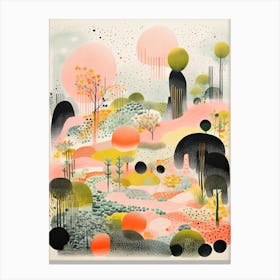 Kyoto Zen Gardens Abstract Riso Style 3 Canvas Print