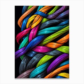 Colorful Wires On Black Background Canvas Print