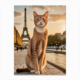 Purrfect Landmarks: A Cat’s Global Snapshot Journey Cat In Paris Canvas Print