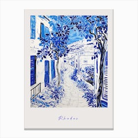 Rhodes Greece 2 Mediterranean Blue Drawing Poster Canvas Print