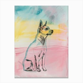 Colourful Portuguese Podengo Pequeno Dog Abstract Line Illustration 3 Canvas Print