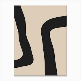 Beige & Black 2 Abstract Lines Canvas Print
