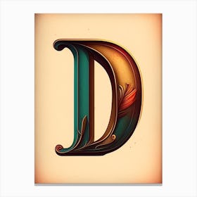 D, Letter, Alphabet Retro Drawing 1 Canvas Print