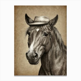 Horse In Hat Canvas Print