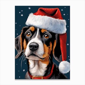 Cute Dog Wearing A Santa Hat Painting (1) Canvas Print