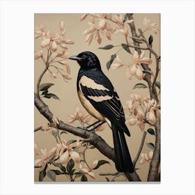 Dark And Moody Botanical Magpie 4 Canvas Print