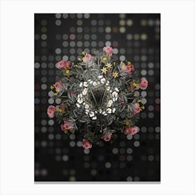 Vintage Ixia Longiflora Flower Wreath on Dot Bokeh Pattern Canvas Print