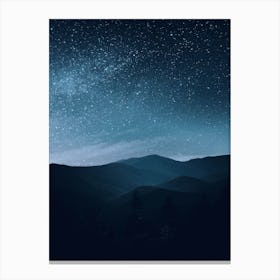 Night Sky Over Mountains Canvas Print