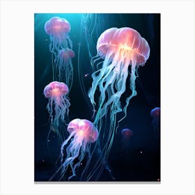 Moon Jellyfish Neon 1 Canvas Print