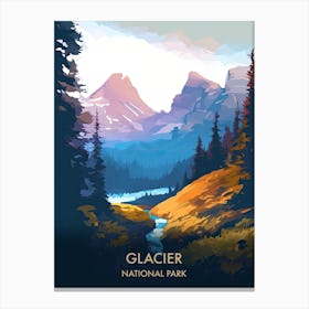 Glacier National Park Travel Poster Illustration Style 3 Canvas Print