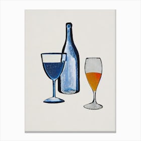 Australian Sparkling Wine 2 Picasso Line Drawing Cocktail Poster Canvas Print