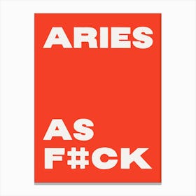 Aries AF, Bold Zodiac Sign Design, Red Background Canvas Print