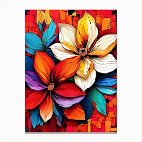 Mosaic Flower Painting Canvas Print