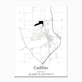 Cadillac,United States Minimalist Map Canvas Print