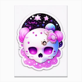 Skull With Cosmic Themes Pink Kawaii Canvas Print