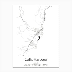 Coffs Harbour,Australia Minimalist Map Canvas Print