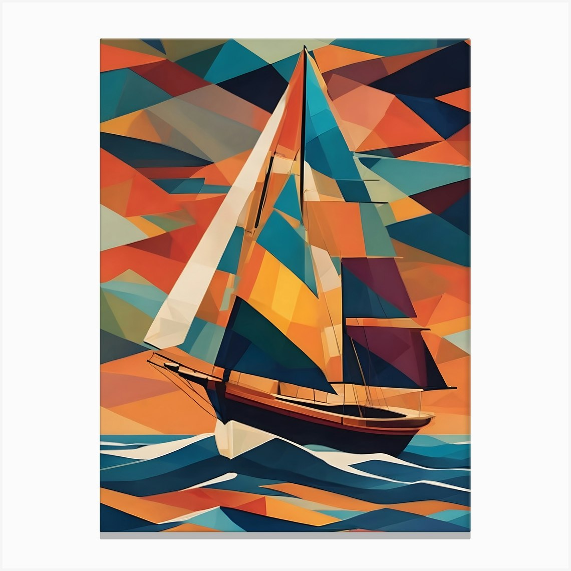 Sailboat Painting Canvas Print by DIGITAL_AI - Fy