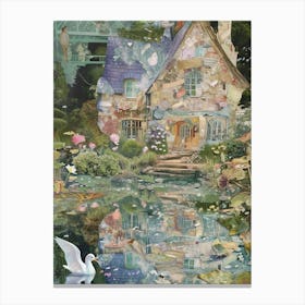 Fairytale Pond Scrapbook Collage 4 Canvas Print