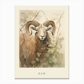 Beatrix Potter Inspired  Animal Watercolour Ram 2 Canvas Print