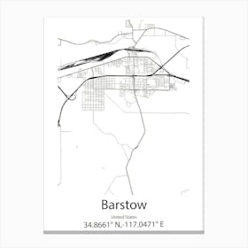 Barstow,United States Minimalist Map 1 Canvas Print