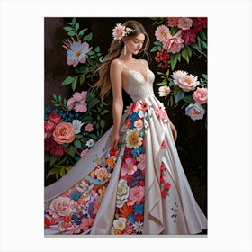 Floral Wedding Dress 1 Canvas Print