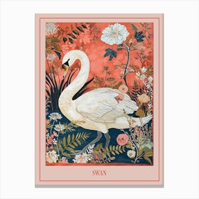 Floral Animal Painting Swan 1 Poster Canvas Print