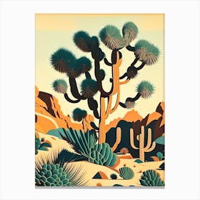 Joshua Tree Pattern Retro Illustration (3) Canvas Print