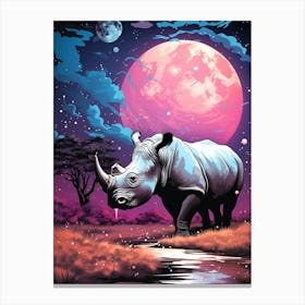 Rhino In The Moonlight Canvas Print