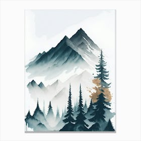 Mountain And Forest In Minimalist Watercolor Vertical Composition 86 Canvas Print