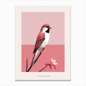 Minimalist House Sparrow 4 Bird Poster Canvas Print