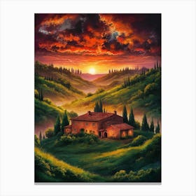 Sunset In Tuscany 3 Canvas Print