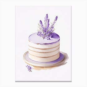 Lavender Cake Dessert Retro Minimal 2 Flower Canvas Print