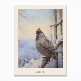 Vintage Winter Animal Painting Poster Grouse 3 Canvas Print