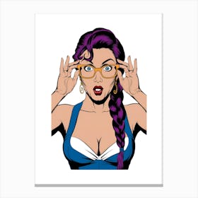 Comic Book Girl With Glasses Canvas Print