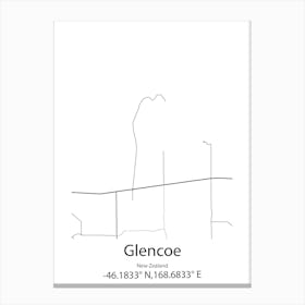 Glencoe,New Zealand Minimalist Map Canvas Print