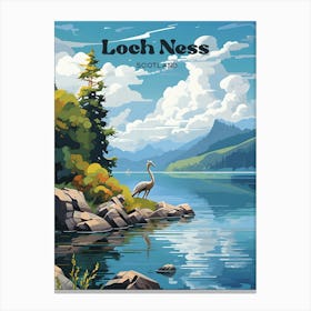 Loch Ness Scotland Lake Modern Travel Illustration Canvas Print