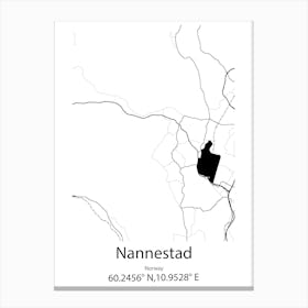 Nannestad,Norway Minimalist Map Canvas Print