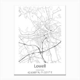 Lowell,United States Minimalist Map Stampe su tela