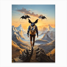 Manbat Walking Through The Mountains Canvas Print