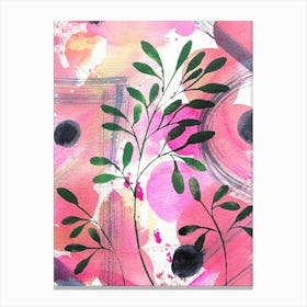 Pink And Green 1 Abstract Watercolour Painting Canvas Print