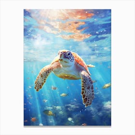Sea Turtle Illuminated 2 Canvas Print